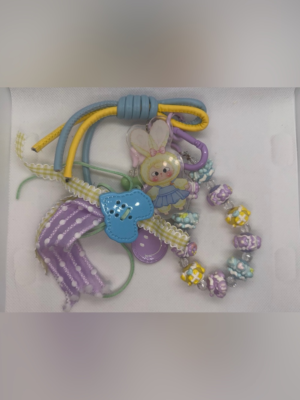 Cute Pastel Bunny Key & Card Holder Charm